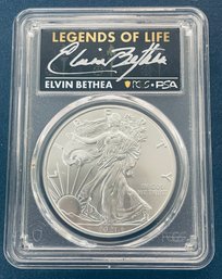 2021 SILVER AMERICAN EAGLE $1 99.9 FINE SILVER -TYPE 1 -LAST DAY OF PRODUCTION- ELVIN BETHEA-PCGS GRADED -MS70