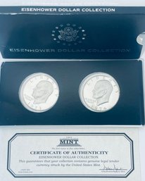 THE EISENHOWER DOLLAR COLLECTION - 1973 & 1974 EISENHOWER DOLLAR COINS IN DISPLAY BOX