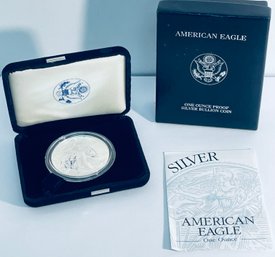 1999 US MINT SILVER AMERICAN EAGLE PROOF .999 ONE TROY OUNCE DOLLAR COIN W/ COA IN BOX AND CASE!