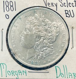 1881-O MORGAN SILVER DOLLAR COIN- BU / BRILLIANT UNCIRCULATED!  IN FLIP