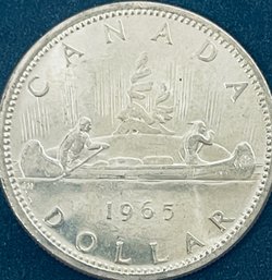 FOREIGN SILVER COIN - 1965 CANADA SILVER DOLLAR COIN