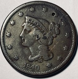 1840 US MATRON HEAD LARGE ONE CENT COIN