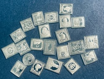 LOT (22) VINTAGE COLLECTIBLE 92.5 PURE STERLING SILVER POSTAGE PLATES - TOTAL WEIGHT 16 GRAMS