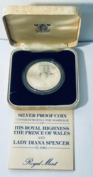 ROYAL MINT-1981 STERLING SILVER PROOF COIN-COMMEMORATING MARRIAGE OF THE PRINCE OF WALES & LADY DIANA SPENCER