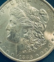 1885-O MORGAN SILVER DOLLAR COIN- BU / BRILLIANT UNCIRCULATED