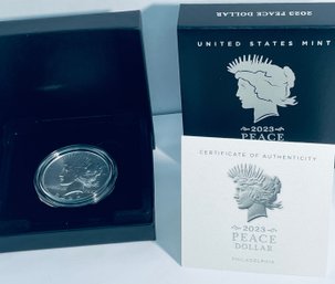 UNITED STATES MINT 2023 UNCIRCULATED PEACE SILVER DOLLAR COIN - IN BOX W/ COA - 99.9 PERCENT SILVER COIN