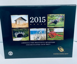 UNITED STATES MINT 2015 AMERICAN THE BEAUTIFUL QUARTERS COINS- UNCIRCULATED COIN SET - IN OGP