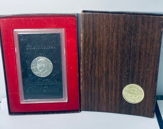 1971-S 40 PERCENT SILVER UNITED STATES EISENHOWER PROOF US DOLLAR  IN BROWN BOX 'BROWN IKE'