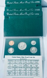 LOT(3) UNITED STATES PROOF SETS IN ORIGINAL BOXES- INCLUDES: 1994, 1995 & 1998