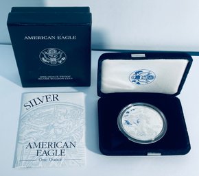 2000 US MINT SILVER AMERICAN EAGLE PROOF .999 ONE TROY OUNCE DOLLAR COIN W/ COA IN BOX AND CASE!