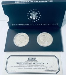 THE EISENHOWER DOLLAR COLLECTION - INCLUDES: (2) 1977 EISENHOWER DOLLAR COINS IN DISPLAY BOX