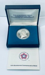 1976 U.S. BICENTENNIAL SILVER MEDAL - DECLARATION OF INDEPENDENCE - IN BOX & COA