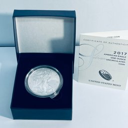2017 US MINT SILVER AMERICAN EAGLE .999 ONE TROY OUNCE DOLLAR UNCIRCULATED SILVER COIN IN BOX!