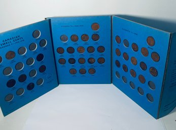 LOT (38) CANADIAN SMALL CENT COINS - 1920-1966 - IN WHITMAN COIN FOLDER - FOLDER IS WORN AND TORN