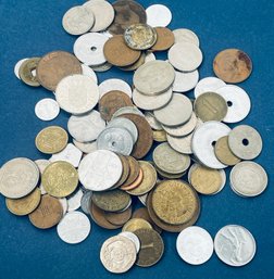 FOREIGN CURRENCY COIN LOT-OVER 100 COINS-GREAT MIX OF CENTURIES, CONTINENTS & COUNTRIES
