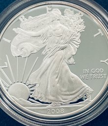 2008 W SILVER AMERICAN EAGLE PROOF .999 ONE TROY OUNCE DOLLAR COIN