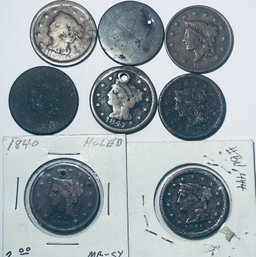 LOT (8) LOW GRADE LARGE CENT COIN LOT - SEE PICTURES!