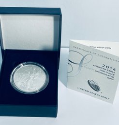 2014 US MINT SILVER AMERICAN EAGLE .999 ONE TROY OUNCE DOLLAR UNCIRCULATED SILVER COIN IN BOX!