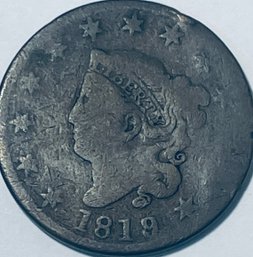 1819 CORONET LARGE CENT PENNY COIN