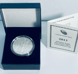 2013 US MINT SILVER AMERICAN EAGLE .999 ONE TROY OUNCE DOLLAR UNCIRCULATED SILVER COIN IN BOX!