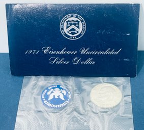 1971-S 40 PERCENT SILVER UNCIRCULATED EISENHOWER SILVER DOLLAR - ORIGINAL BLUE ENVELOPE