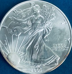 2003 US SILVER AMERICAN EAGLE - 1 0ZT 99.9 FINE SILVER DOLLAR COIN - TONED