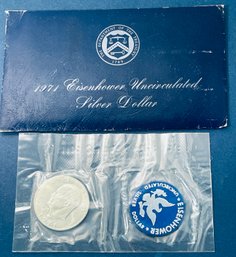 1971-S 40 PERCENT SILVER UNCIRCULATED EISENHOWER SILVER DOLLAR - ORIGINAL BLUE ENVELOPE