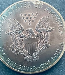 2015 US SILVER AMERICAN EAGLE - 1 0ZT 99.9 FINE SILVER DOLLAR COIN - BEAUTIFUL REVERSE TONING!
