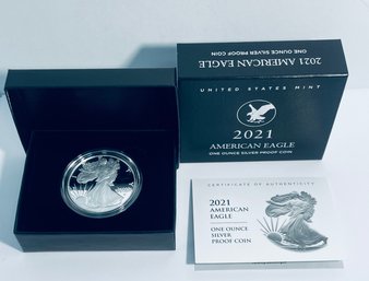 2021 SILVER AMERICAN EAGLE PROOF .999 ONE TROY OUNCE DOLLAR COIN IN BOX!