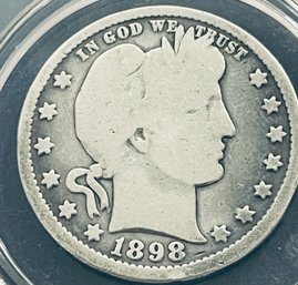 1898 BARBER SILVER QUARTER DOLLAR COIN