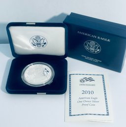 2010 SILVER AMERICAN EAGLE PROOF .999 ONE TROY OUNCE DOLLAR COIN IN BOX & CASE!