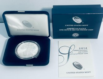 2014 SILVER AMERICAN EAGLE PROOF .999 ONE TROY OUNCE DOLLAR COIN IN BOX & CASE!