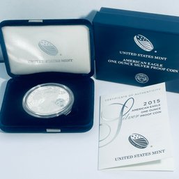 2015 SILVER AMERICAN EAGLE PROOF .999 ONE TROY OUNCE DOLLAR COIN IN BOX & CASE!