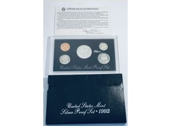 1992 UNITED STATES MINT SILVER PROOF COIN SET IN BOX