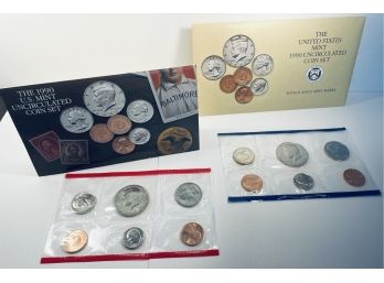 1990 UNITED STATE MINT UNCIRCULATED COIN SET - BOTH PHILADELPHIA & DENVER MINTS - IN ORIGINAL OGP