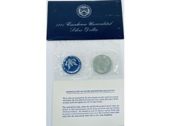 1971-S 40 PERCENT SILVER UNCIRCULATED EISENHOWER SILVER DOLLAR - ORIGINAL BLUE ENVELOPE (WORN)