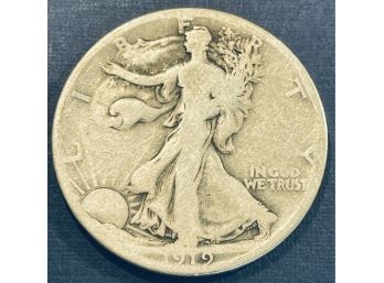 1919-S WALKING LIBERTY SILVER HALF DOLLAR COIN - KEY DATE!