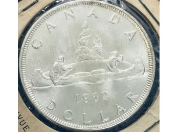 FOREIGN SILVER COIN - 1962 CANADA SILVER DOLLAR COIN - .800 SILVER