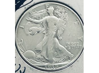 RARE KEY DATE! 1938-D WALKING LIBERTY SILVER HALF DOLLAR COIN