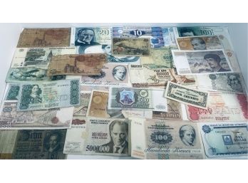 LOT (30) WORLDWIDE FOREIGN CURRENCY NOTES - GREAT MIX - SEE PICTURES!