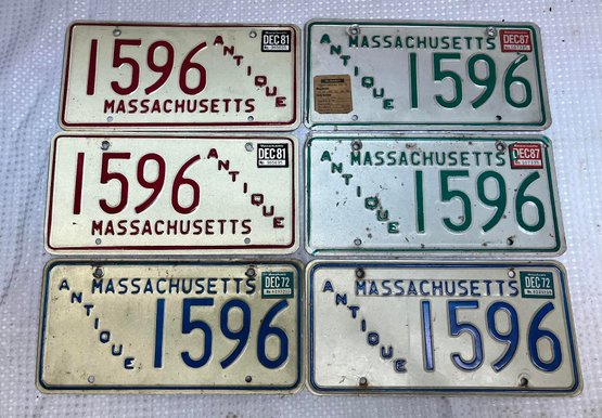 6 Vintage Massachusetts Antique License Plates