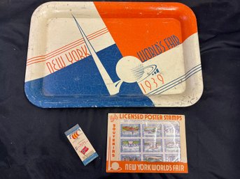 New York World's Fair Souvenirs, Platter/Tray And Stamps