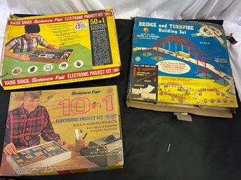 Vintage Science Fair Electronic Project Kit, 10 In 1 Electronic Project Kit, Bridge And Turnpike Building Set