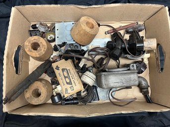 Box Of Assorted Electrical Equipment Including Outlet Parts