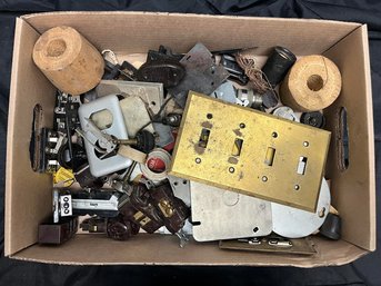 Box Of Assorted Electrical Equipment Including Light Switches And Outlet Covers
