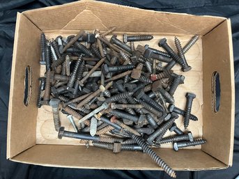 Box Of Assorted Bolts And Screws