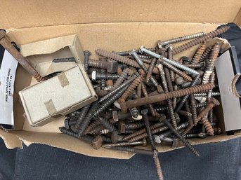 Box Of Assorted Bolts And Screws