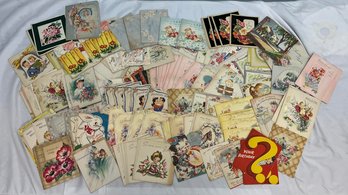 Lot Of Vintage Greeting Cards, Get Well Soon Cards, Birthday Cards, Etc, No Writing