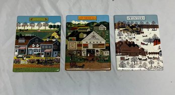 2002 Charles Wysocki Tile Prints Spring, Summer, And Winter, With Certificates Of Authenticity