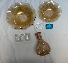 Lot Of Glass Items Including Bowls, Vase, Paperweights, Etc.